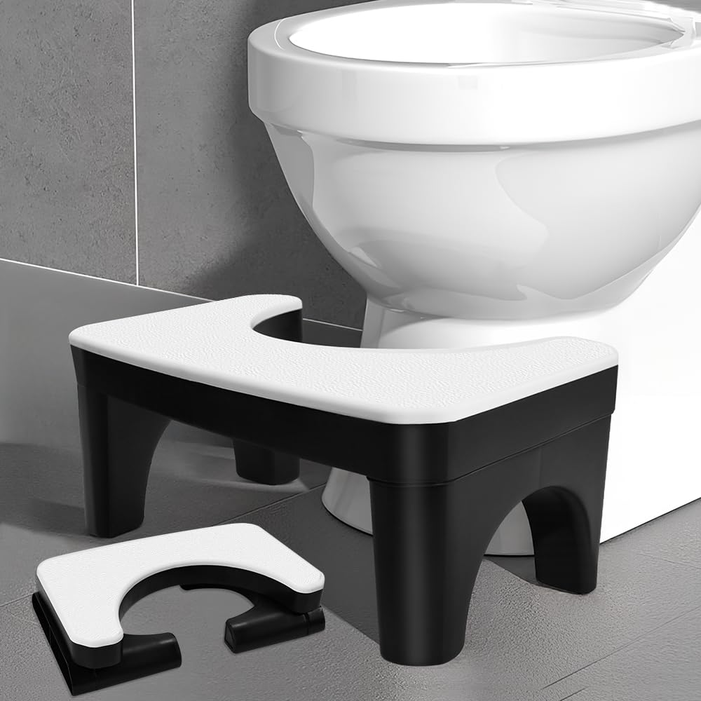 Taburete para Pies de Inodoro Escalón Plegable para WC de Plástico Reposapiés de Baño de 39 x 22 x 17 cm Taburete de Inodoro para Adultos y Niños para Estar en Posición Óptima y Cómoda