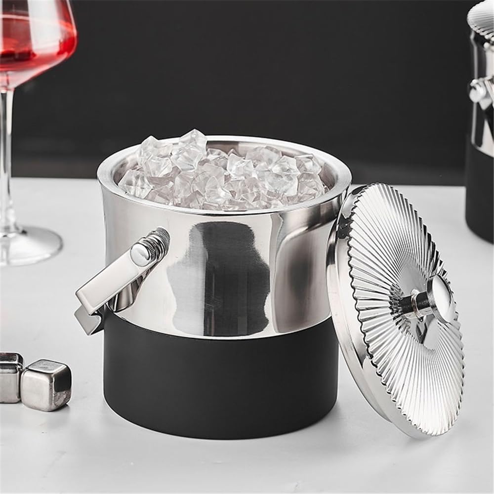 Secchielli per Il Ghiaccio Secchiello per Il Ghiaccio Doppio in Acciaio Inossidabile con Coperchio Secchiello per Il Ghiaccio da Bar Secchiello per Champagne Secchiello per Vino Secchiello p