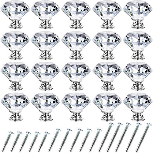 Drawer Knob Pull Handle Crystal Glass Diamond Shape Cabinet Drawer Pulls Cupboard Knobs