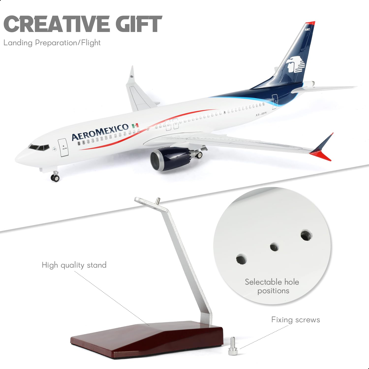 1/85 kompatybilny z Aeromexico 737, ze stojakiem (długość 43 cm) do Boeing 787, model samolotu z żywicy dla dorosłych, prezent dla entuzjastów lotnictwa, dekoracja do domu lub biura