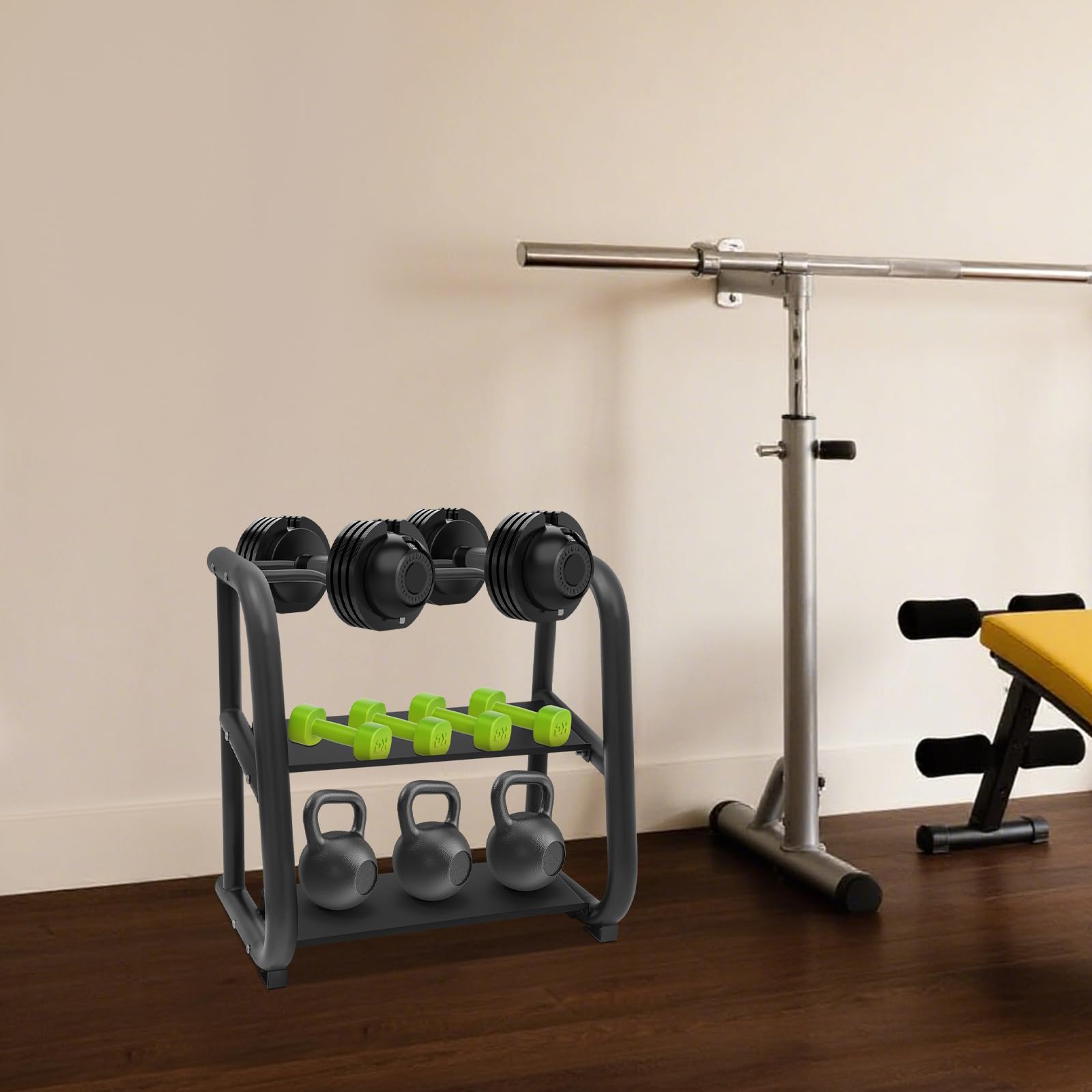 Supporto multifunzione per manubri e kettlebell – 100 kg di capacità di carico (solo scaffali)