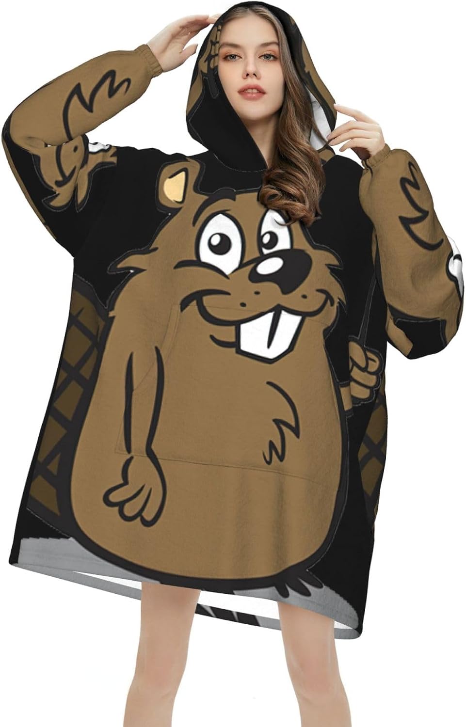 Beaverprint Oversized Hoodie Blanket, Super Soft Warm Comfortable Hoodie, Wearable Blanket Adult