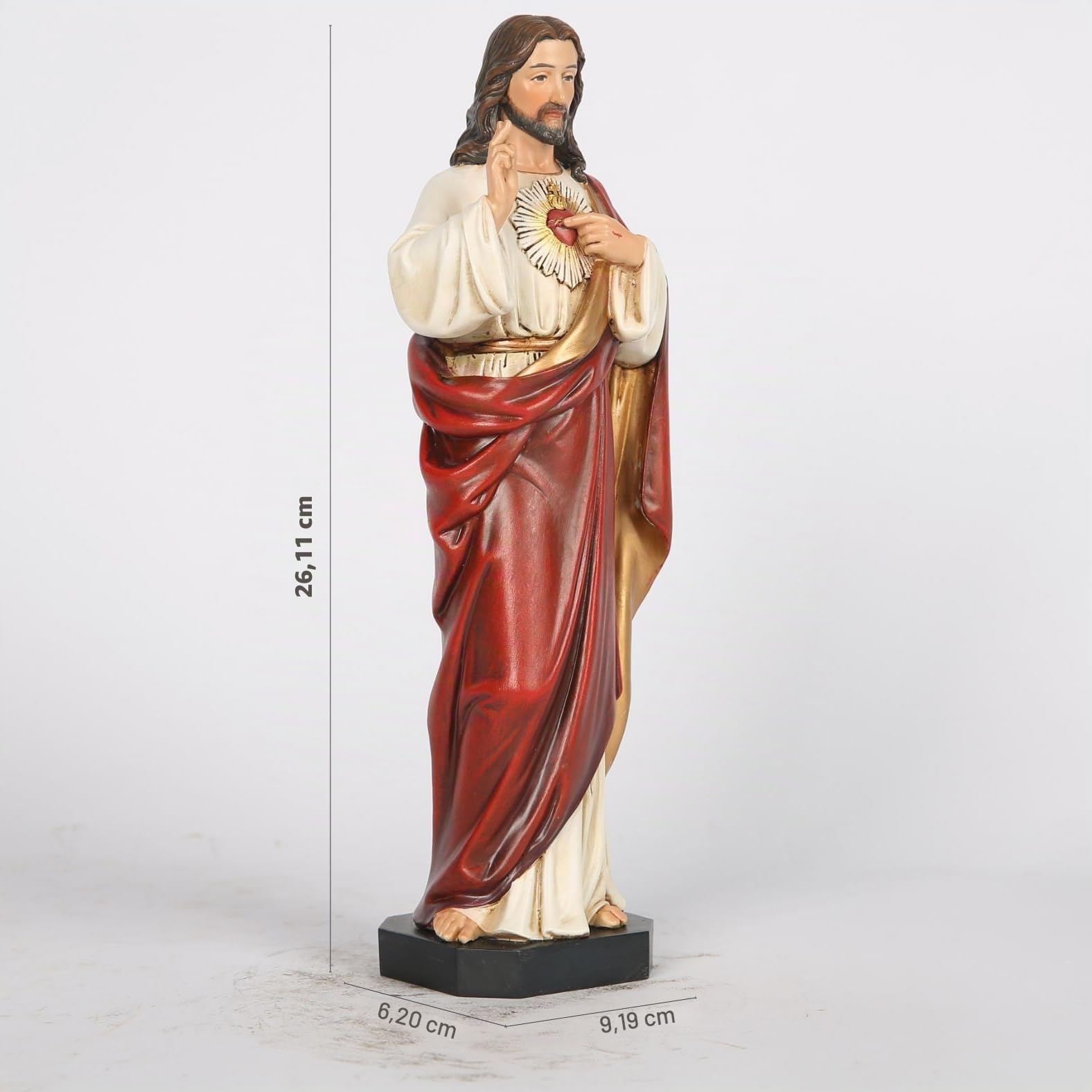 Buildclassic - Statua cattolica del Sacro Cuore di Gesù, statuetta cattolica colletable, regalo religioso, altezza 25,4 cm, realizzata a mano