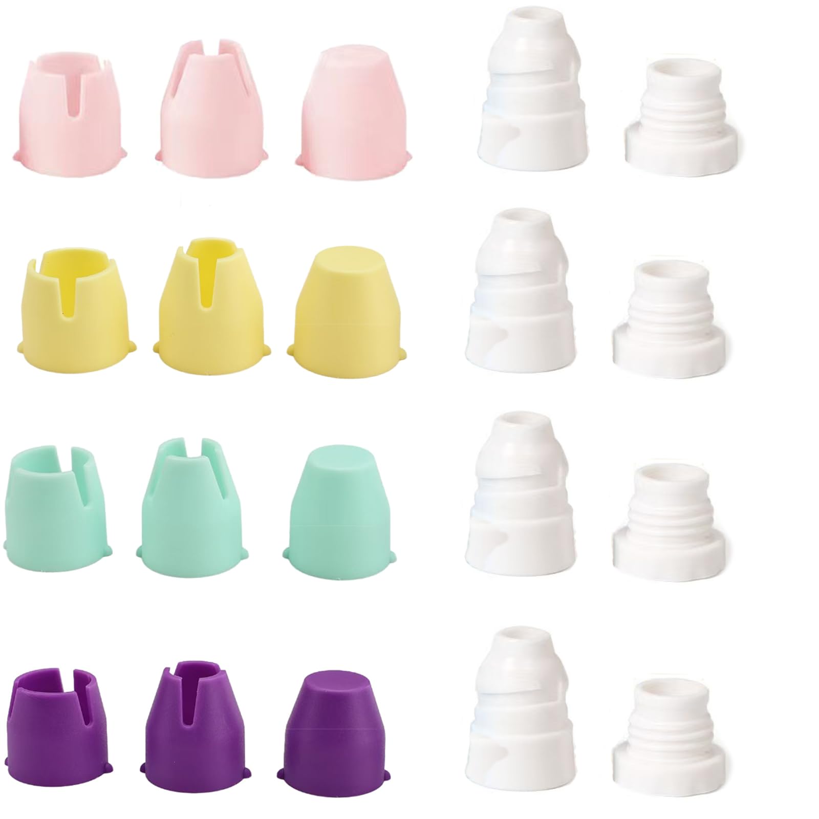 Acoplador 4Sets Acoplador Tubería Bolsa de Tuberías Acopladores Estándar de Plástico para Tuberías Grandes/Pequeñas Boquillas con Tapa Fresca-Mantenimiento