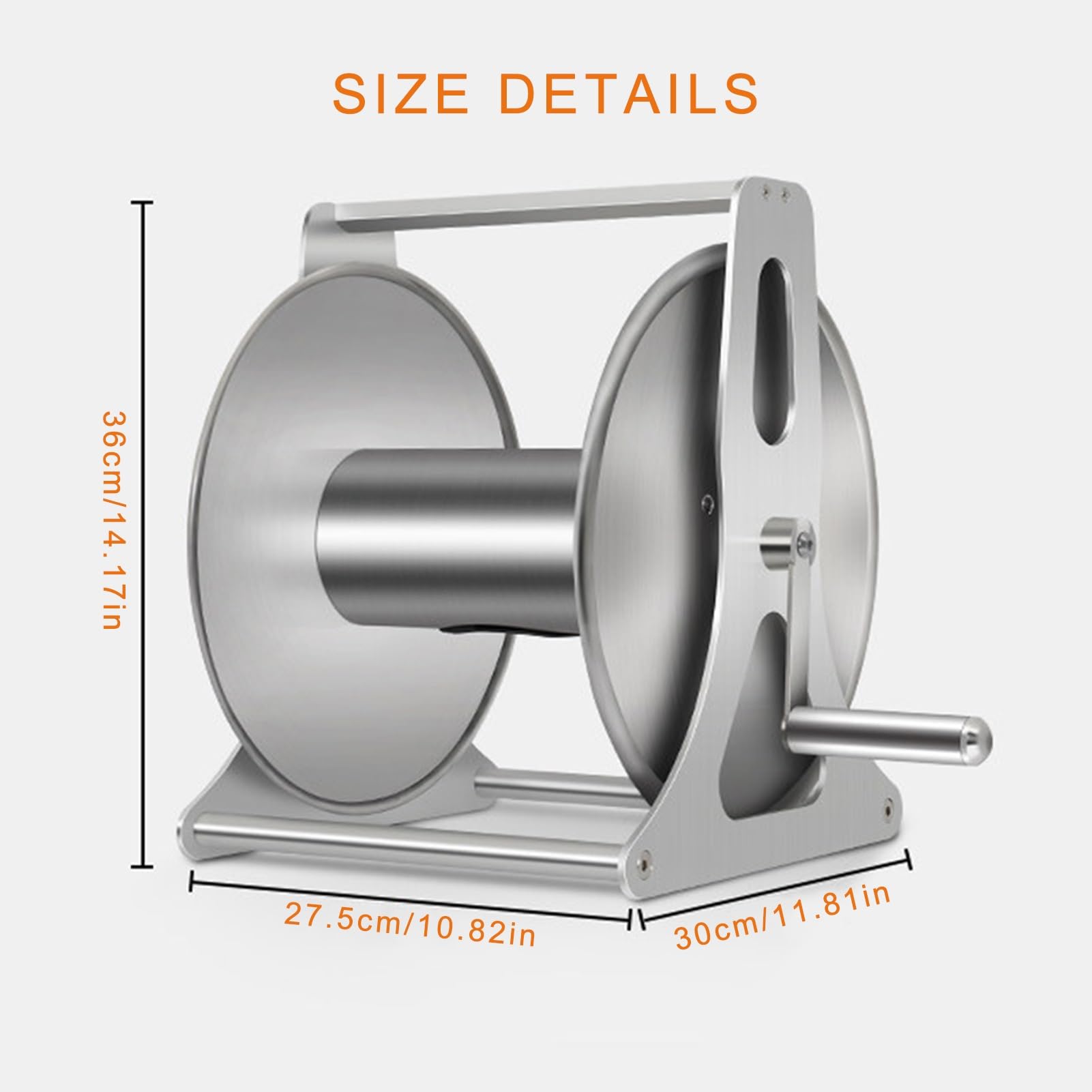 Soporte para carrete de manguera de jardín, unidad de bobina de acero inoxidable resistente montado en la pared para riego y limpieza, duradero y fácil de usar, ideal para jardines al aire libre
