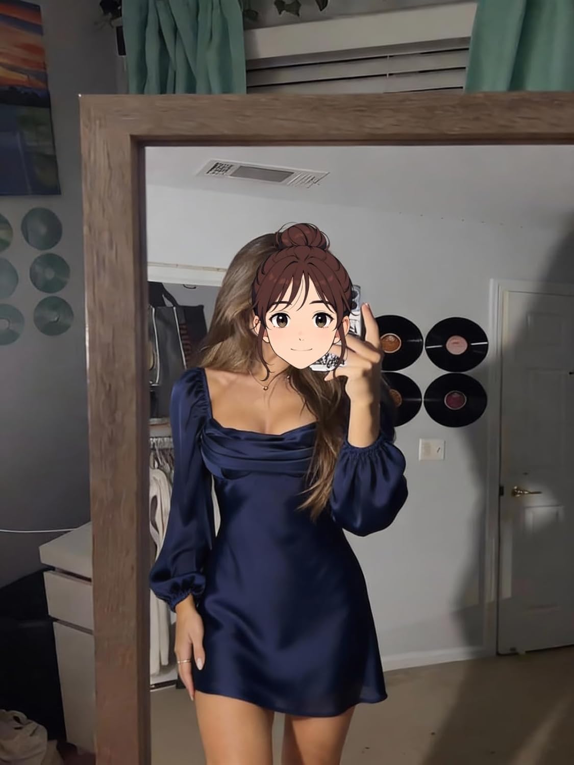 Satin Cowl Neck Homecoming Dresses for Teens 2026 Long Sleeve Short Pleated A-line Prom Cocktail Gowns - Image 3