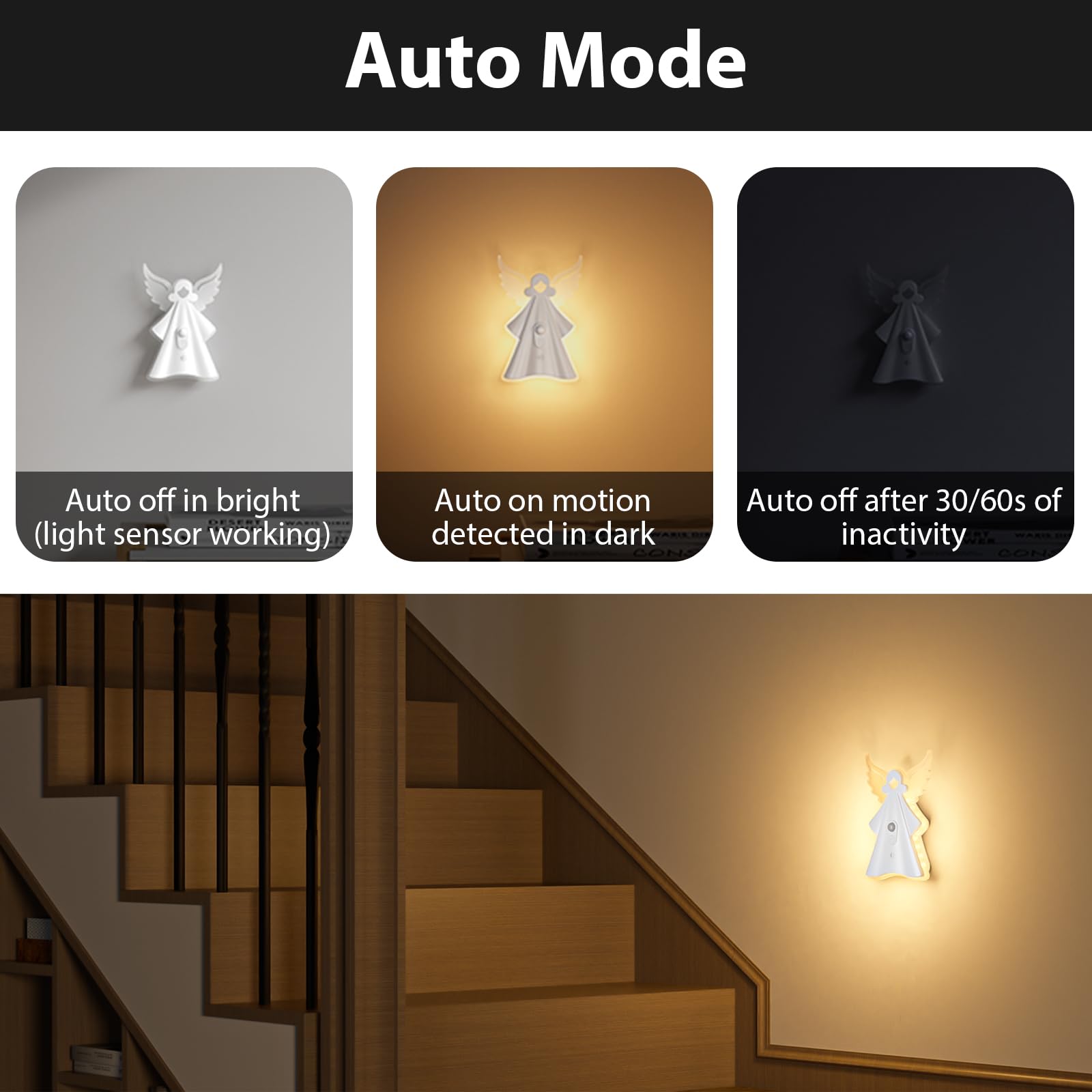 WOBANE 2PCS Night Lights Motion Sensor Rechargeable LED Light with Remote 18 Colors Dimmable RGB Night Lamp Battery — view 3