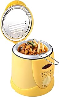 Mini Deep Fryer 0.9L Deep Fat Fryeer z regulacją temperatury Wymienny Kosz olejowy Bezpośrednia zbiornik Non-Slip, Easy Clean 900 W,Yellow