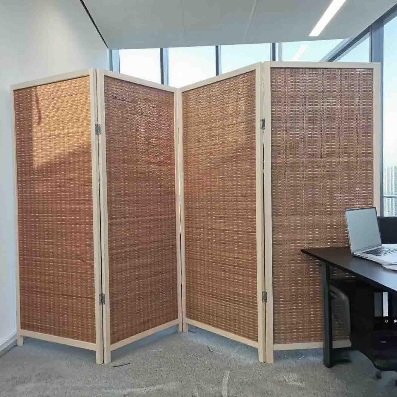 Paravent en bois 4 panneaux pour cabine d'essayage et magasin vêtement