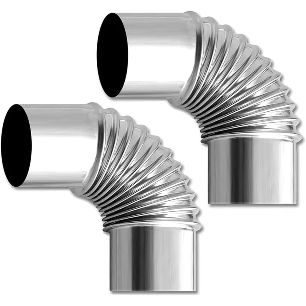 IGNVXMGKP 2pcs 90° Elbow Pipe Stainless Steel Exhaust Pipe, Stainless Steel Chimney Threaded Elbow Stove Pipe Elbow Heat Resistant Flue Pipe, Extension Chimney Pipes(75mm)