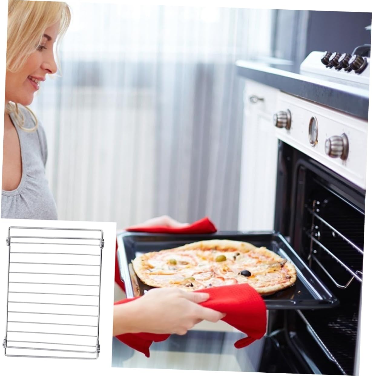 Telescopic Barbecue Grill Rack for Electric Ovens Stainless Steel BBQ Wire Rack Adjustable Baking Tool Non-Toxic Finish for Grilling and Roasting