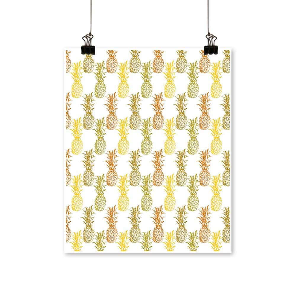 Artwork for Office DecorationsHand Drawn Simply Sketched Stamp Styled Minimal Background Pineapplesdroom Canvas Living Room,24" W x 40" L/1pc(Frameless)