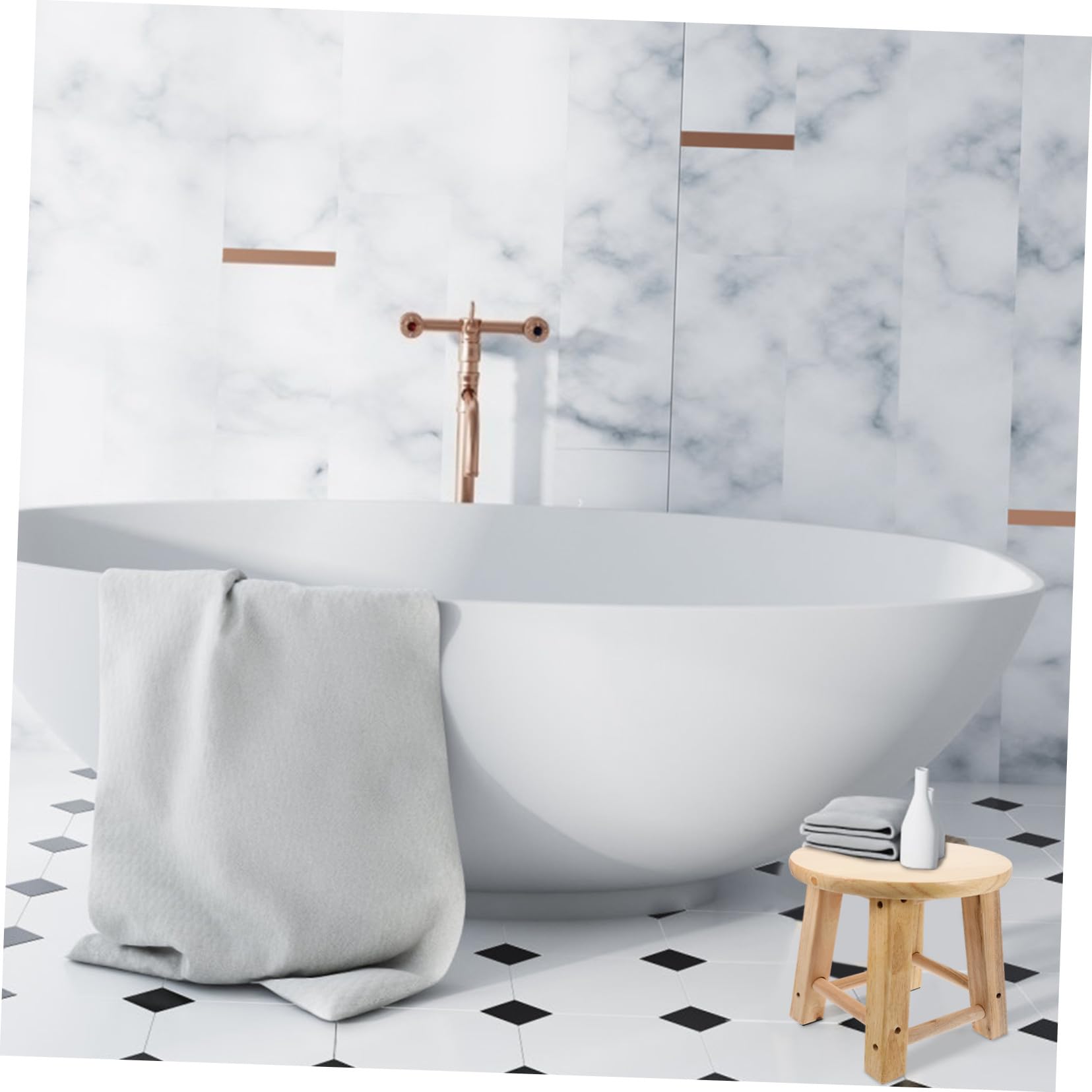Taburete pequeño de madera para baño, mini asiento antideslizante con patas estables, taburete multiusos de madera maciza para cambiar zapatos, fácil de limpiar, resistente y diseño para uso doméstico