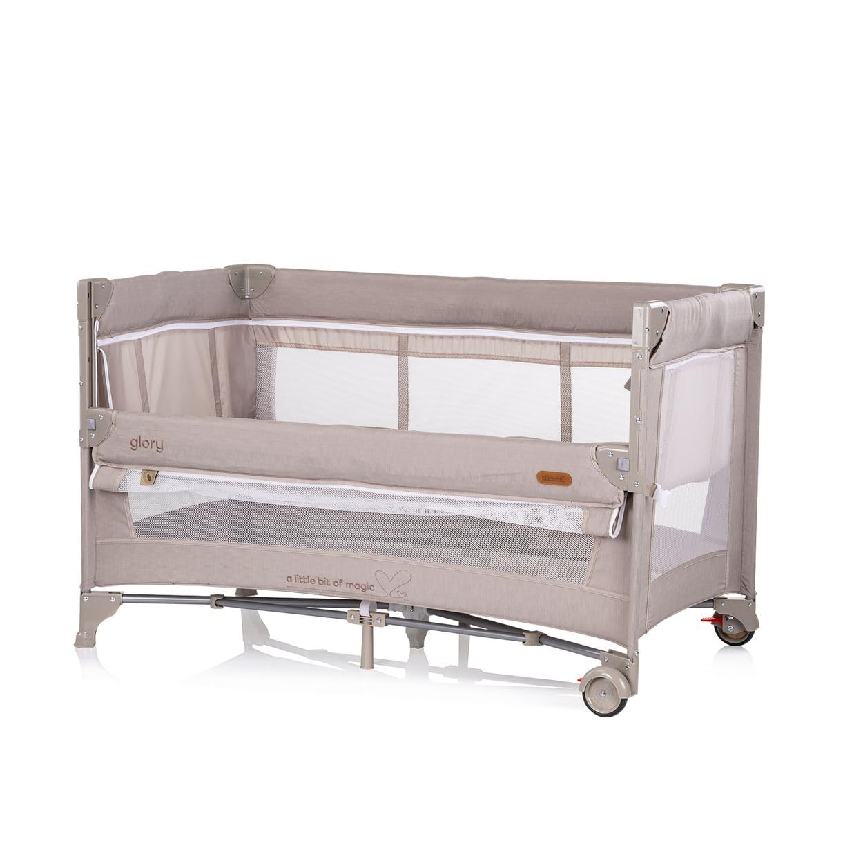 Chipolino Reisebett Glory 2 Ebenen Matratze Räder zusammenklappbar Tragetasche beige