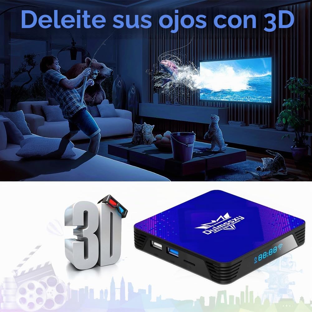 Dulmssxy Android TV Box,Android 13.0 4GB RAM 64GB ROM RK3528 Quad-Core 64bit Smart TV Box,Support 2.4G/5G WiFi6 10/100M Ethernet BT5.0 USB 3.0 DLNA H.265,Cortex-A53 Mali 450 MP2 GPU HDMI2.0 8K