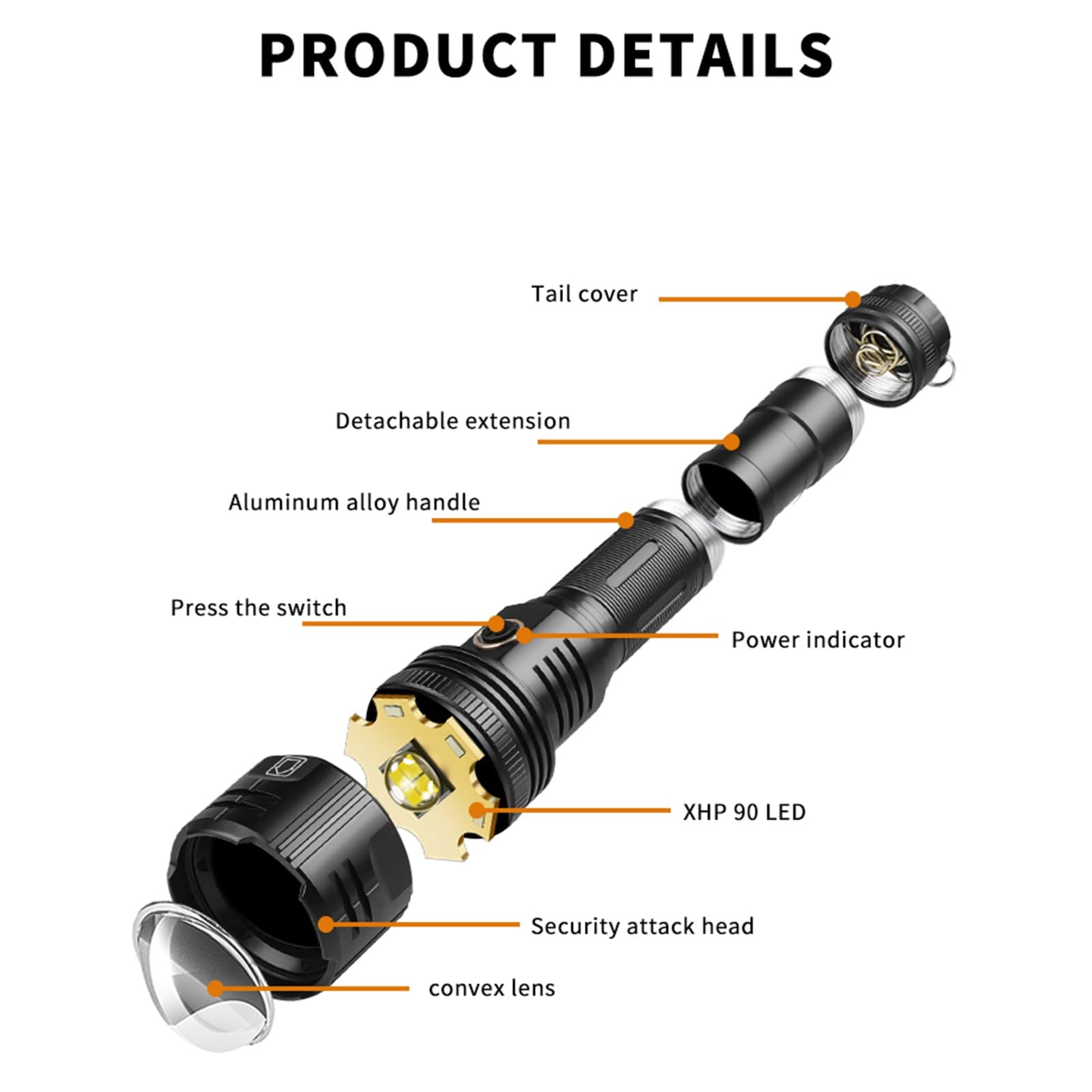 Torcia led ricaricabil,mini torcia led ricaricabile,torcia led ricaricabile potente, 1200 Lumens, Telescopic Zoom, Rechargeable, Waterproof, Ideal for Camping, Emergencies and Home Use ( Size : 2*2665