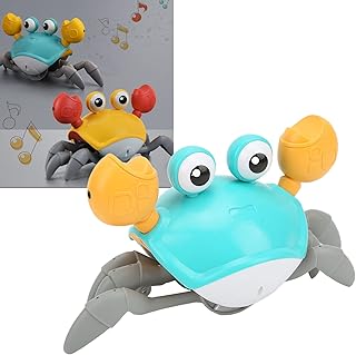 Crawling Crab Toy, Automatically Avoid Obstacles Interactive Crab Crawling Toy Automatic Induction with Music Light for Birthday Gift(Blue)