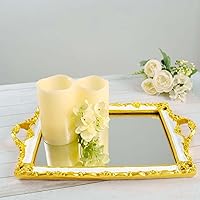 Vista 22 de Efavormart - Juego de 2 bandejas decorativas de metal dorado para espejo redondo, 13.5 pulgadas/9.5 pulgadas