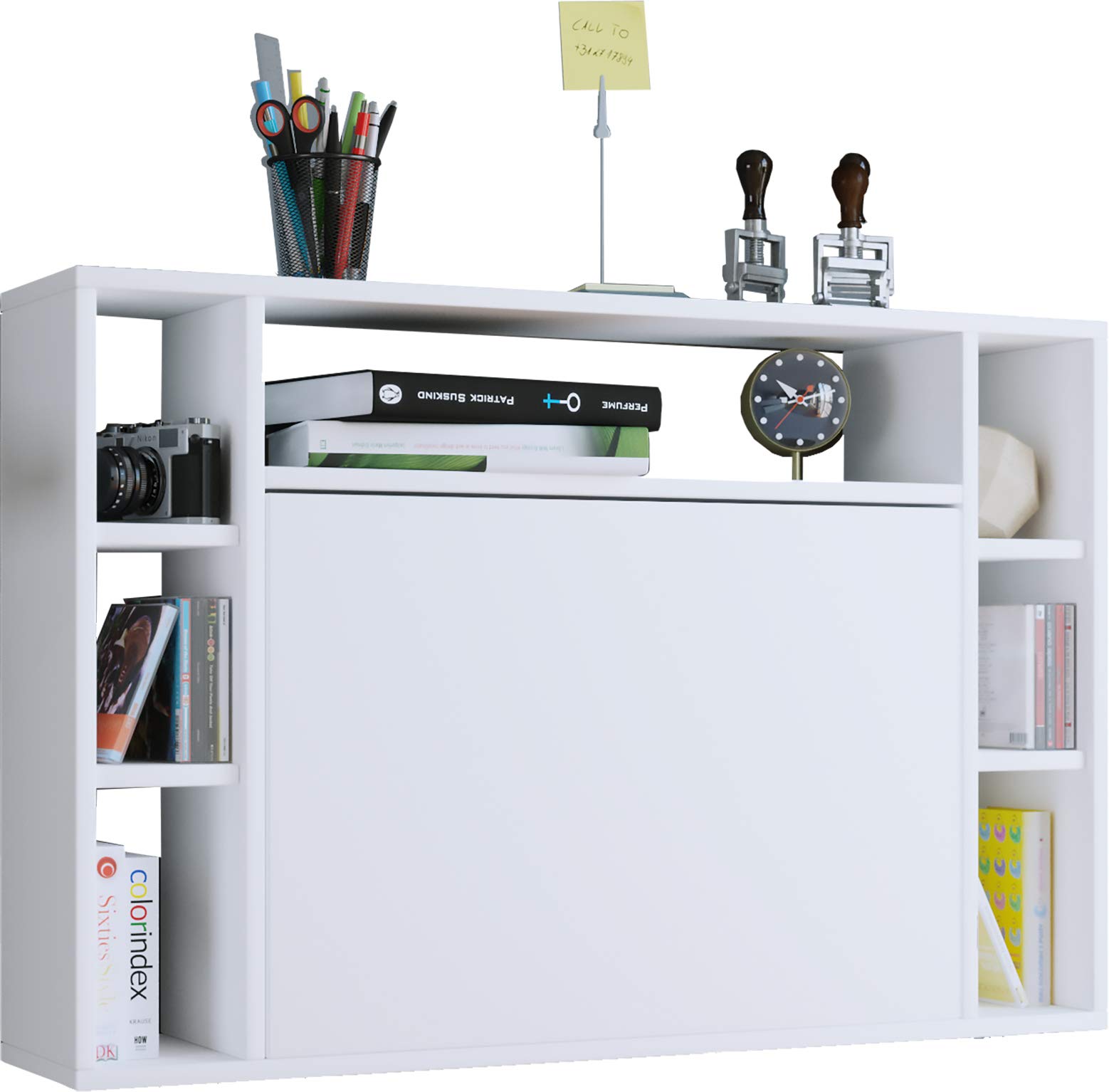 VCM Computertisch hängend | Klapptisch | Wandschreibtisch | Maße ca. H. 60 x B. 90 x T. 20 cm | Schreibtisch - Wandila Weiß