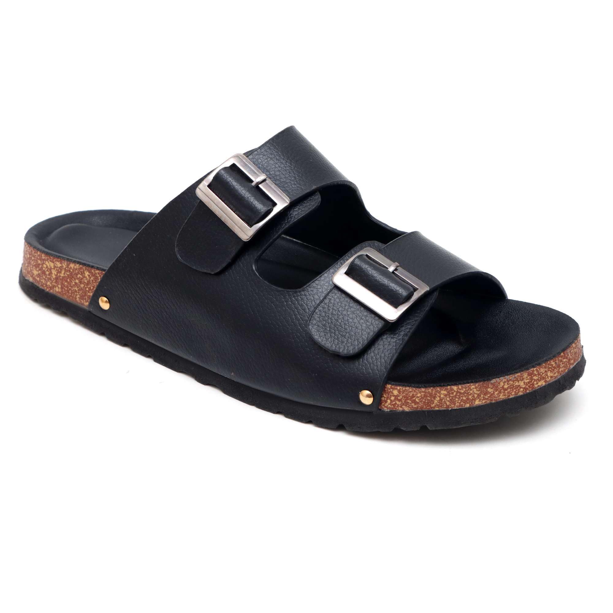 THE ARWAH Mens Cork Comfort Sandals | Black Synthetic Leather Slip-On Trendy Slipper | Comfortable | Outdoor | Stylish Casual Sandals | Mens Chappal, Black_10 (B0D8V2BZQP) Amazon Price History, Amazon Price Tracker