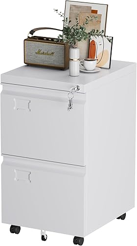 Archivador de 2 cajones, gabinete de almacenamiento vertical de metal con cerradura, archivador de acero para oficina y hogar para tamaño A4