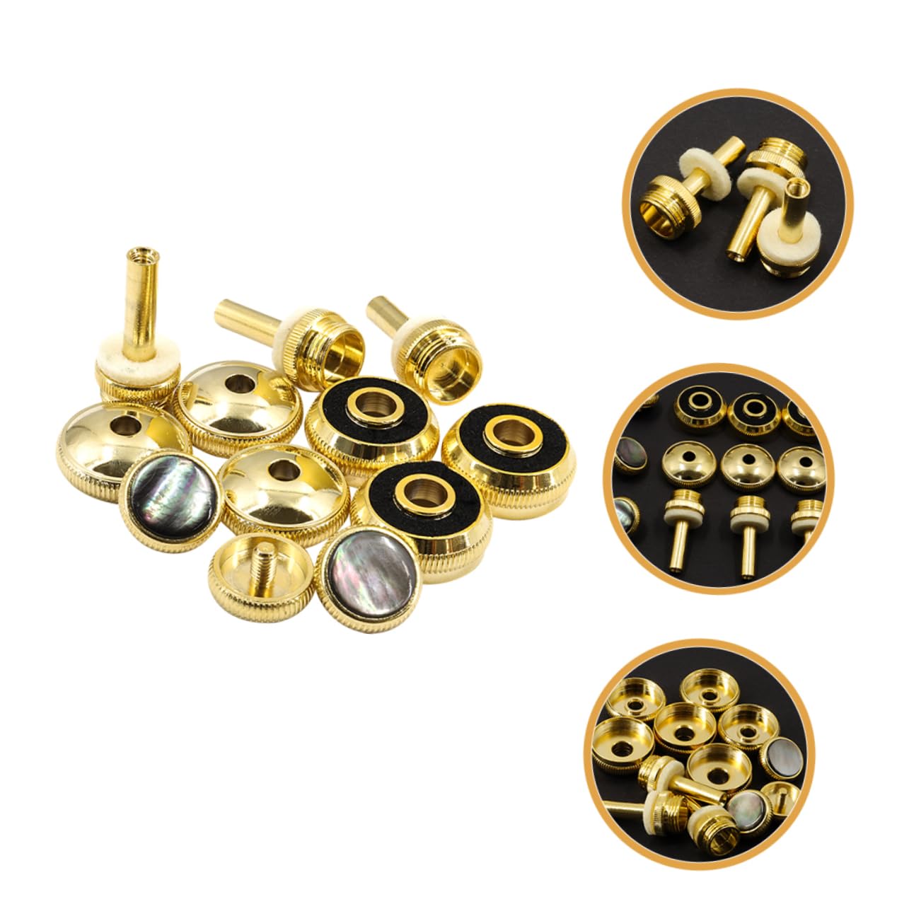 Set de Accesorios para Trompeta Dorados de Metal Diseño Compacto y Fácil de Almacenar para Músicos, Incluye Botones de Presión Resistentes para Reparación