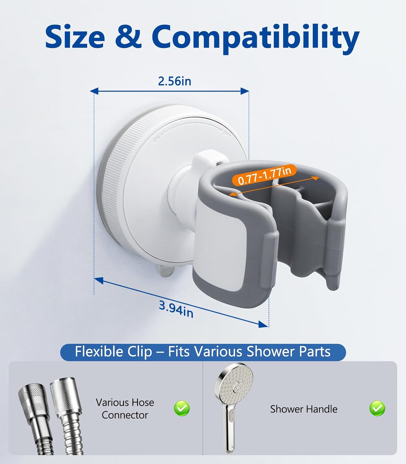 Adjustable Suction Cup Shower Head Holder RV & Renter Friendly. image 2