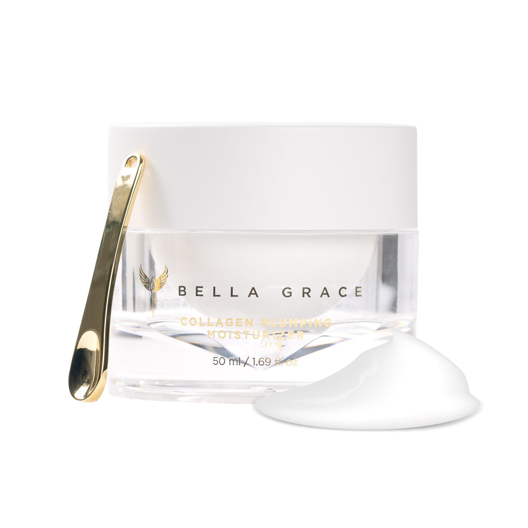 Bella Grace Collagen Plumping Face Moisturizer, Hydrating Skin Care Daily Moisturizer Face Cream with Peptides, Squalane, Polyglutamic Acid, Plumps, Nourishes, Supports Fine Lines, Wrinkles, 1.7 fl oz