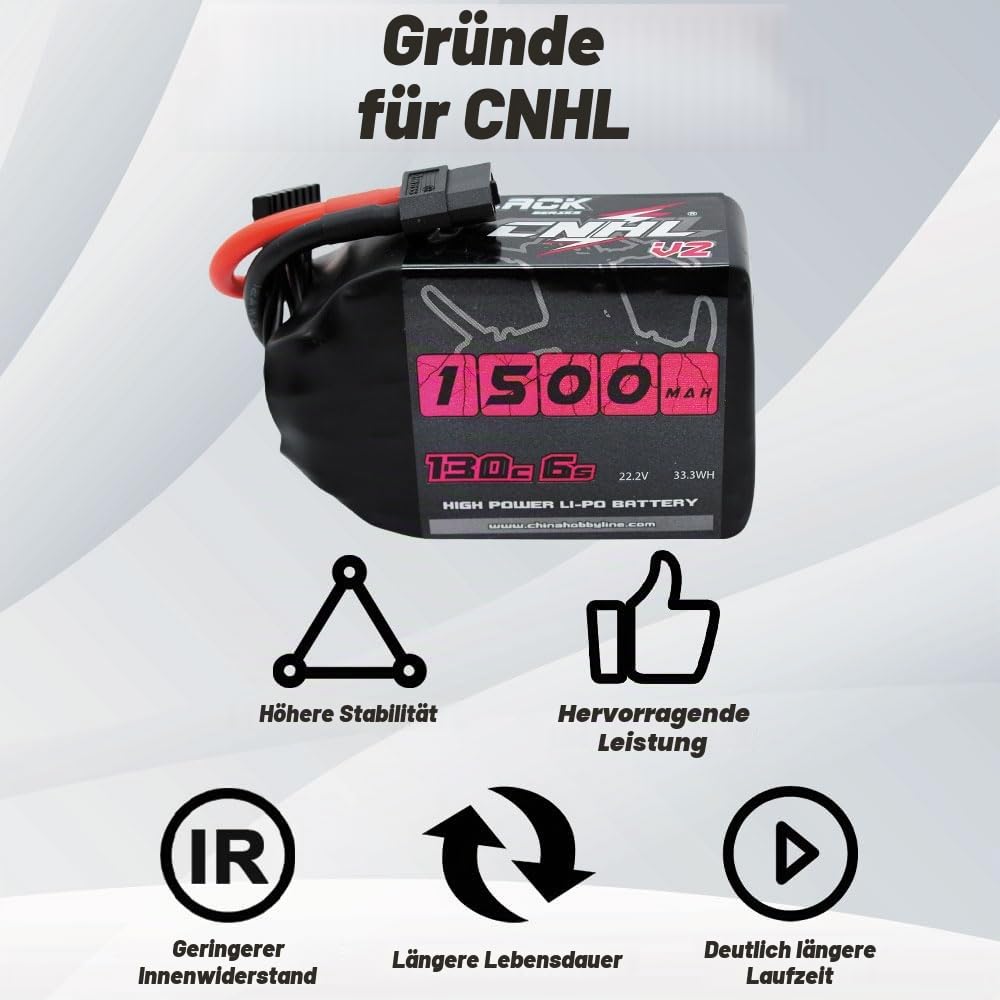 CNHL Black Series 6S 1500mAh 22,2V 130C Lipo Akku für Vortex LRC Freestyle V1 RC Boot Heli Flugzeug UAV Drone FPV Multi-Motor Hobby DIY Teile