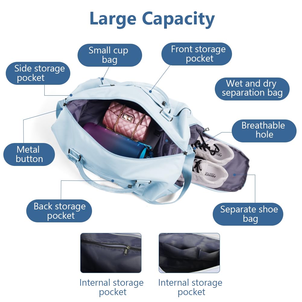 Flintronic Borsone da Viaggio, Borsa da Viaggio Impermeabile Grande Capacità, Borsone Palestra Sportiva, Borsa Sportiva da Palestra, Duffel per Sport/Viaggi
