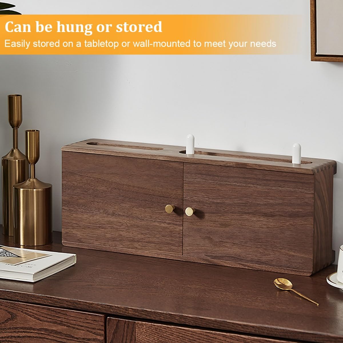 Étagère en bois pour routeur WiFi - Boîte de rangement murale élégante pour la maison et le bureau