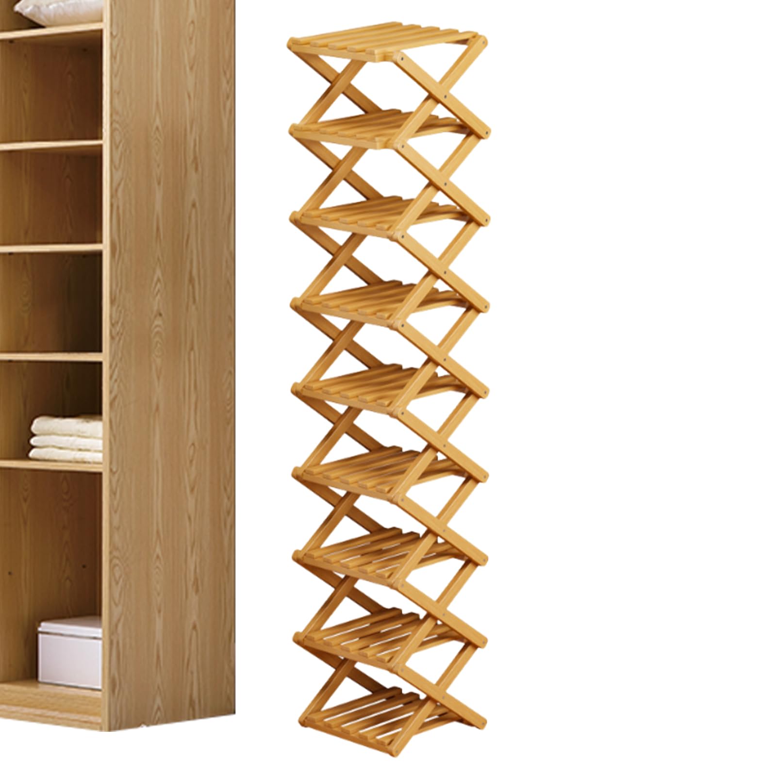 Porte-chaussures en bois pliable étagère d'organisation entrée