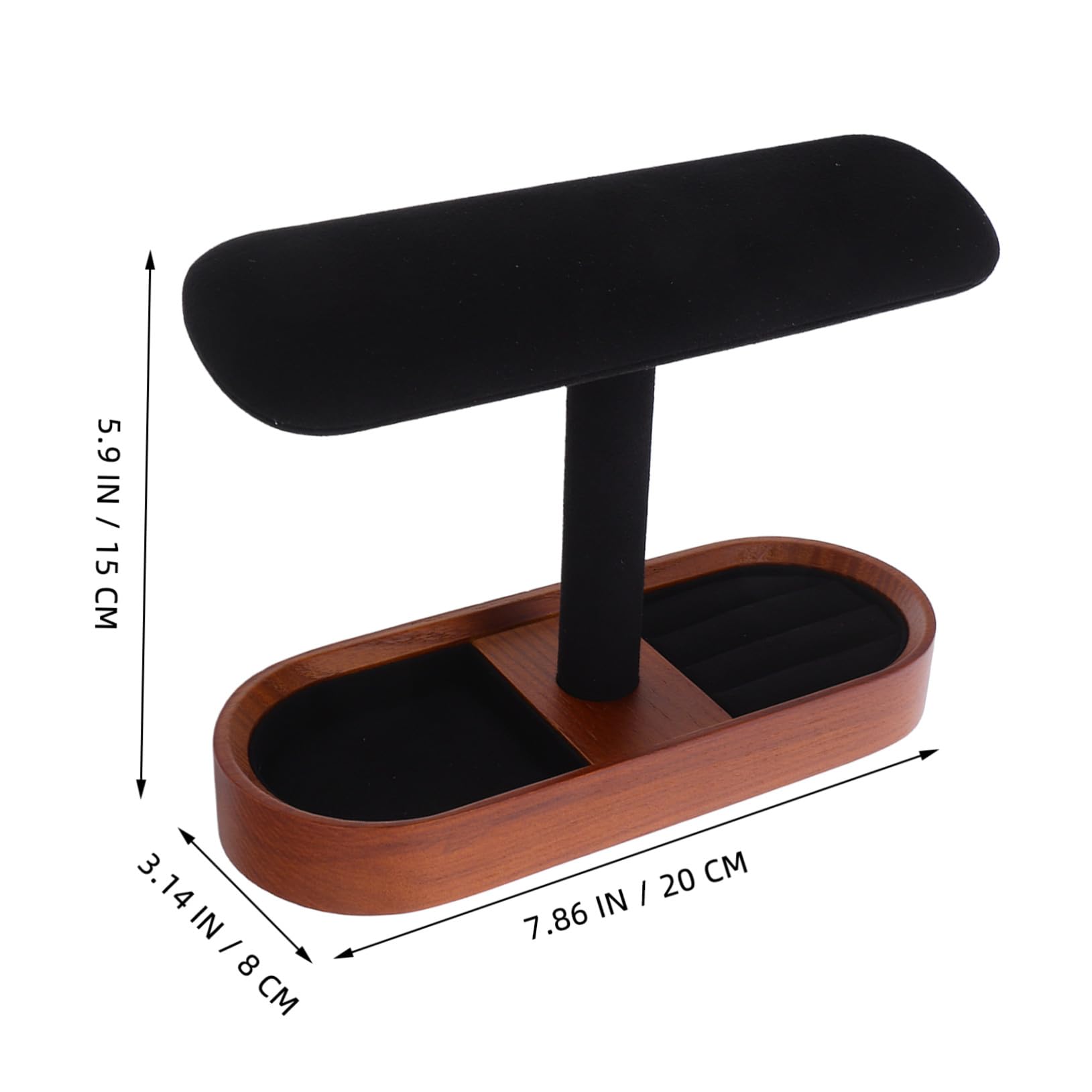 Rustikaler Holz Uhrenständer T-form für Ringe und Armbänder