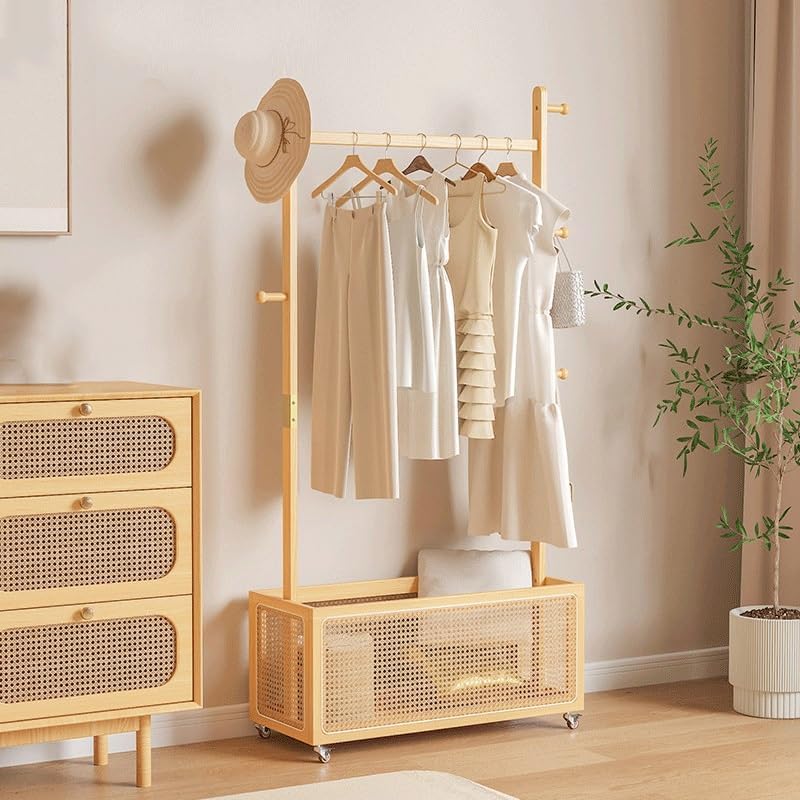 Standing Coat Hanger Mobile Clothes Hanger Floor Standing Bedroom Rack Storage Indoor Belt