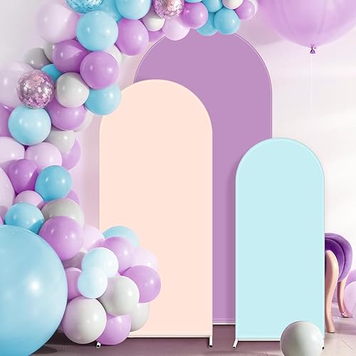 Miniatura 7 de Juego de 3 fundas para arco de boda de 456 pies, cubierta de telón de fondo de arco de doble cara de elastano ajustable para marco de arco, globo,