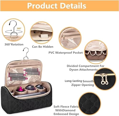 Miniatura 6 de Funda de viaje compatible con Dyson Airwrap Complete Styler y accesorios, organizador para accesorios de rizador, bolsa de almacenamiento portátil