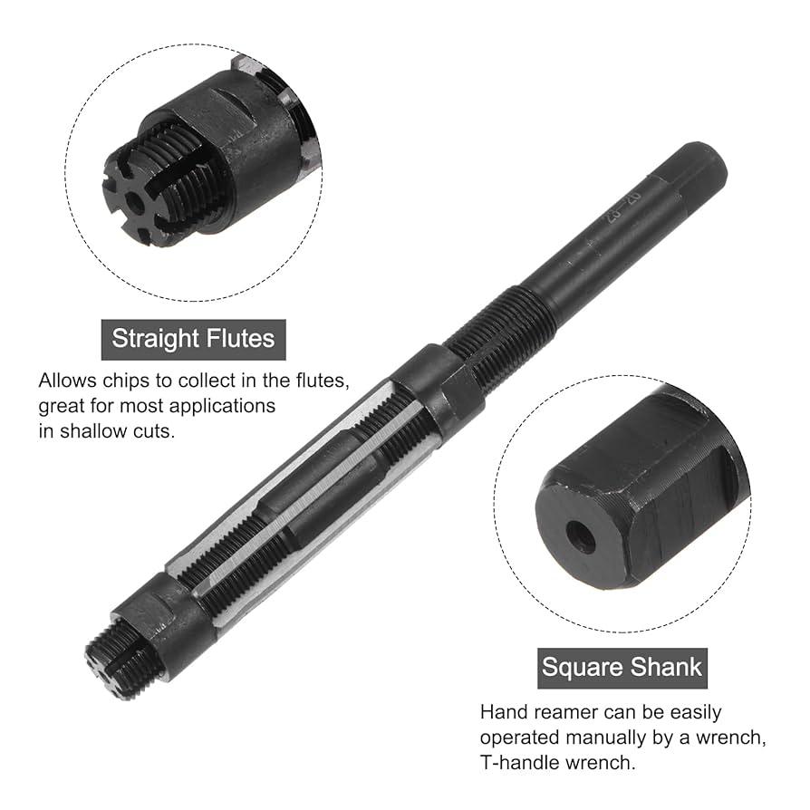 Sourcing Map Hand Reamer Square HSS Adjustable Hole Metal Hand Cutting