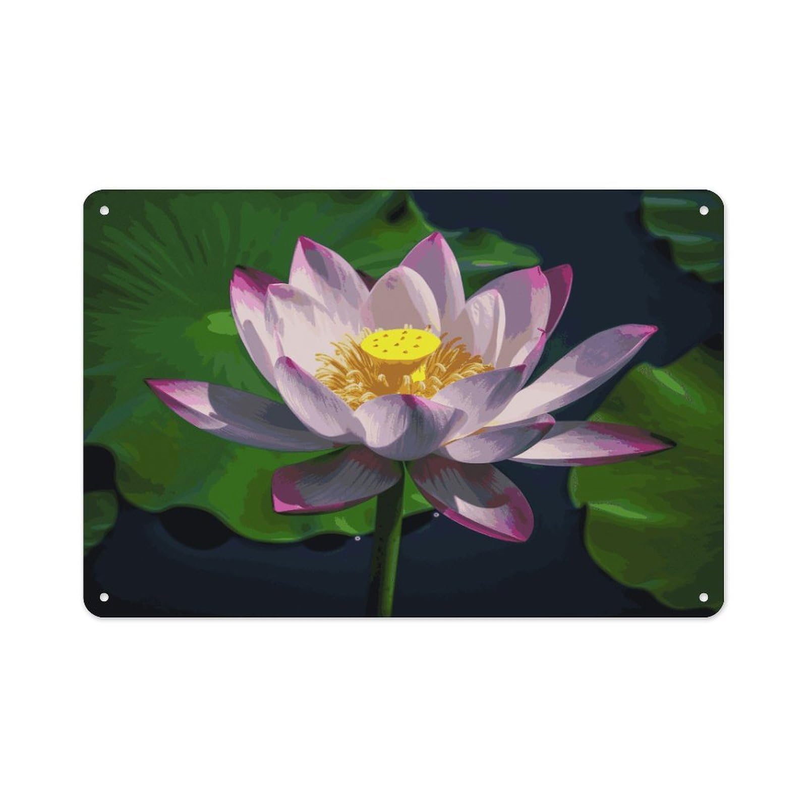 Fekiloot Style Lotus2 Wall Decor-Aluminum Painting,Tin Sign For Vintage Decoration,Wall Sign For Bathroom Living Room Kitchen Home Farm Farmhouse 11.8 * 7.9 Inch