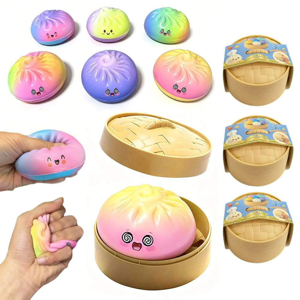 Glitter Dumpling Squishies, 2026 Upgrade Dumpling Squishies Mystery Box, Colorful Dumplings Stress Balls Fidget Sensory Toy, Stocking Stuffers with Food Steamer Stretchy Desk Toys (Clear Pink) — view 24