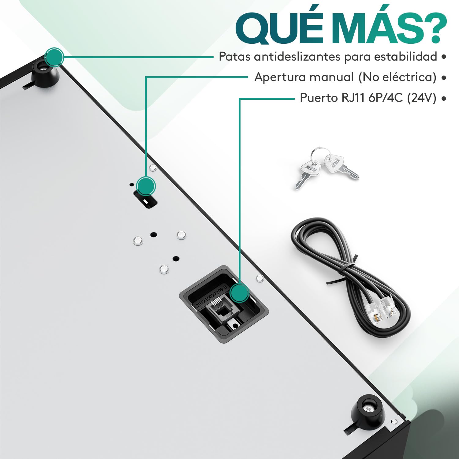 ACROPAQ Cajón portamonedas - Compatible con caja registradora RJ11, 4 compartimentos monedas y 8 billetes, (42 x 41 x 12 cm) Carcasa de metal resistente, Cajón metálico con inserto extraíble