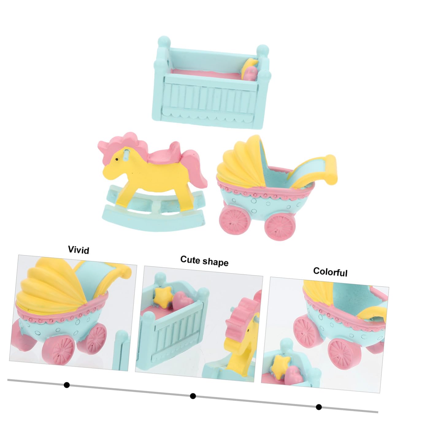 Ciieeo 9stücke Teiliges Cartoon Cake Topper Niedliche Dekoration Für Kuchen Für Feierlichkeiten Wohnaccessoire Babybett Holzpferd Kinderwagen