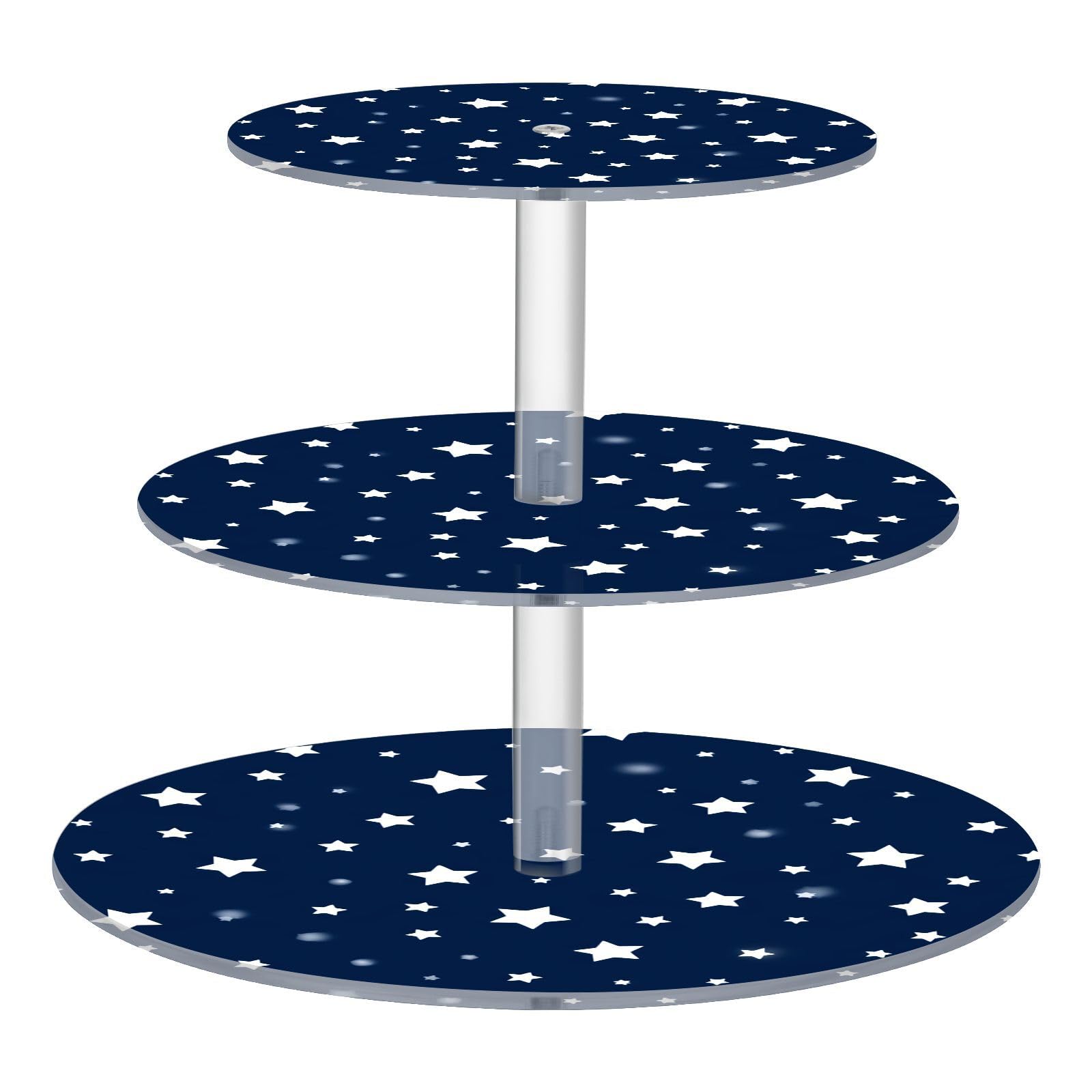 Nander 3 Tier Cupcake Stand,Cute Stars Large Cupcake Tower Display, Round Cupcake Holder, Acrylic Dessert Stand, Pastry Display Tree for Party, Wedding, Baby Shower