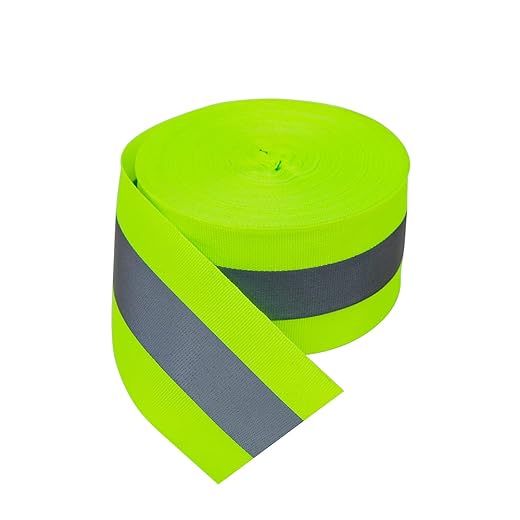 TCCFCCT High Visibility Reflective Tape Strip, 2'' x 66ft Sew On Reflective Tape for Clothing, School Bags and Raincoats, DIY Personalized Security Decoration, 2cm Reflective Width, Green