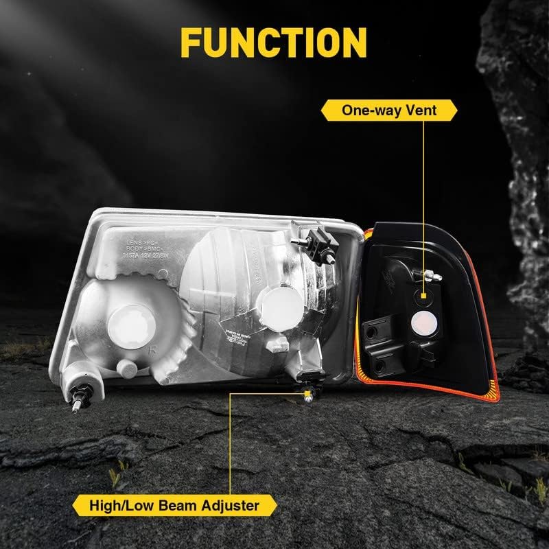 KAC Headlights Assembly, Headlight Assembly Replacement for 2001 2002 2003 2004 2005 2006 2007 2008 2009 2010 2011 Ford Ranger Reflector,Headlights Assembly Headlight,Assembly Headlight