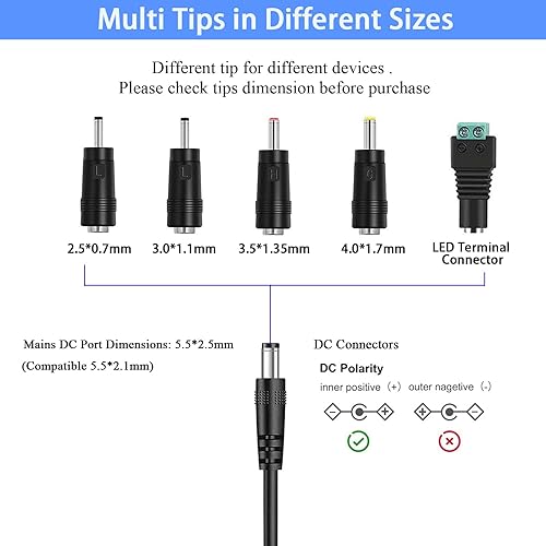 Miniatura 3 de TKDY Fuente de alimentación de 12V 3.5A DC Entrada CA 100-240V Salida 12V 3.5A, compatible con 12Vdc 3A 2.5A 2A 1.5A 1A Tira de luz LED CCTV Cámara