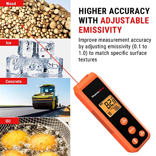 image for ThermoPro TP410 Infrared Thermometer Gun Non-Contact Laser Thermometer