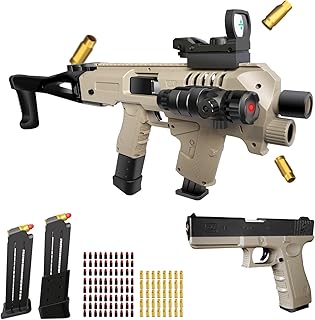 Bugrtey Soft Bullet Two Modes Toy Gun Blaster-Realistic with Shell Ejecting Design&Sight&Infrared Scope-Cheap with 2 Clips&80 Foam Bullets-Gifts for Boys Girls Adults Age 8+