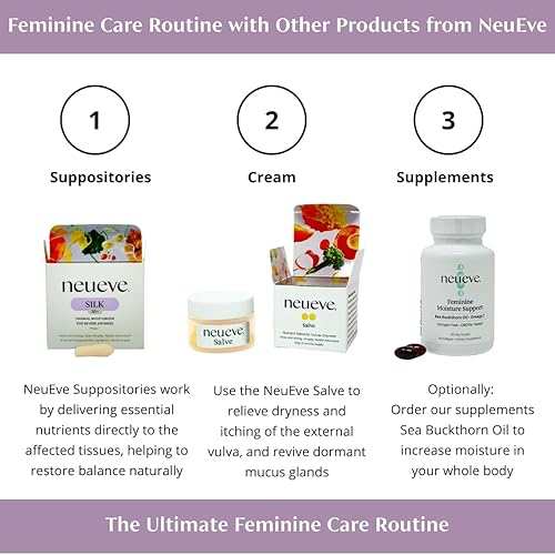 Miniatura 8 de NeuEve Silk Age 55+ Supositorios vaginales para alivio de la menopausia, sequedad vaginal, irritación y picazón, con ingredientes totalmente