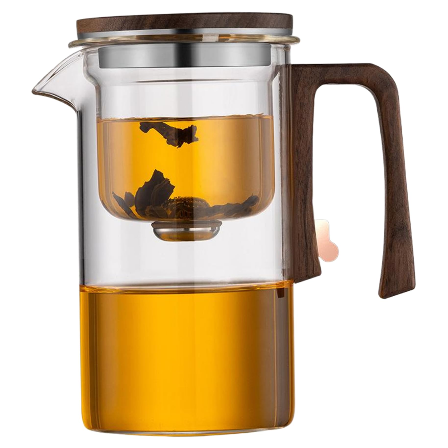 Théière magnétique en verre avec infuseur amovible et couvercle pour thé en vrac