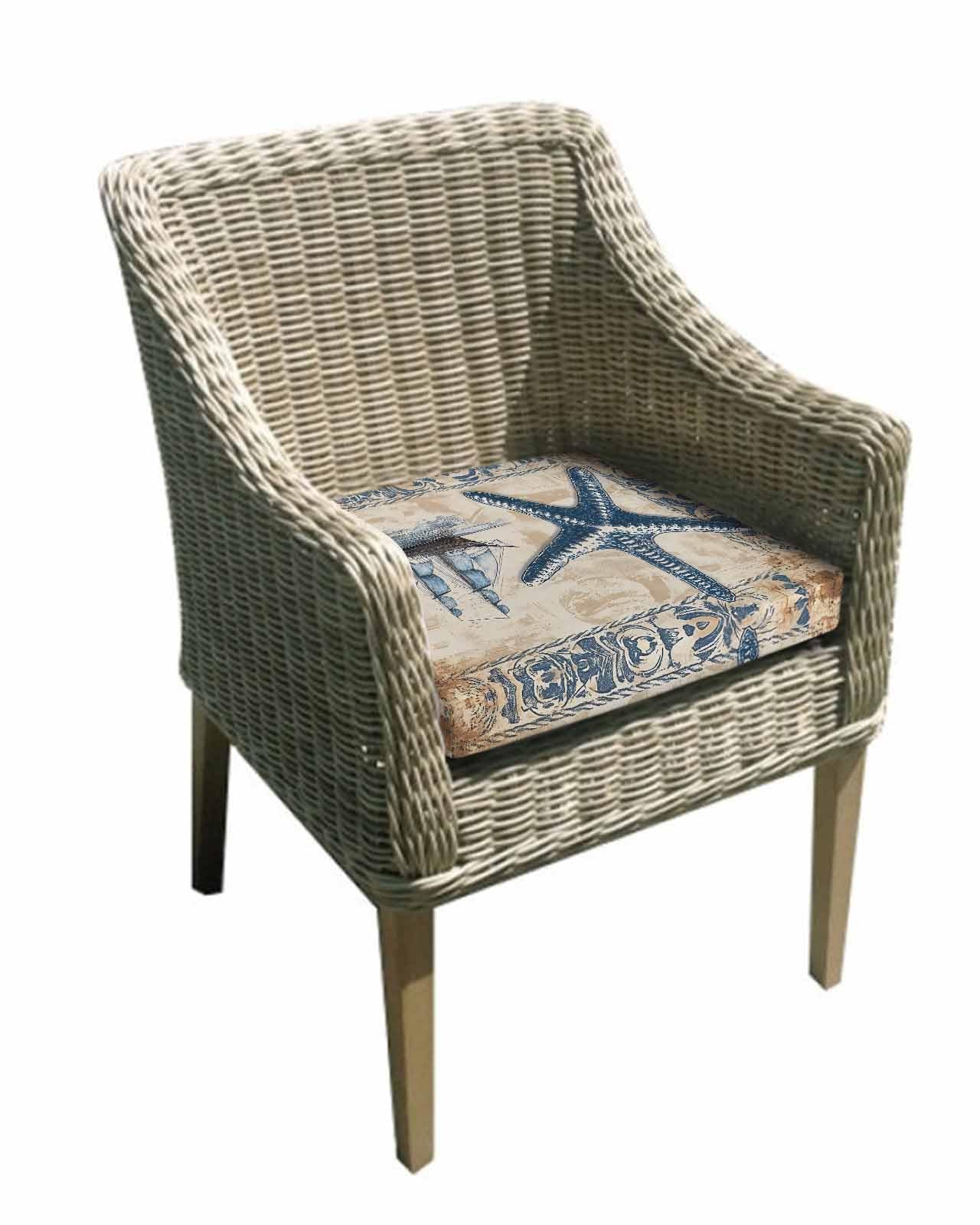 2 Pack Coastal Nautical Waterproof Cushion Covers with Ties, Outdoor Patio Chaise Lounge Chair Seat Cushion Slip Covers Replacement(Only Cover) Summer Vintage Starfish Floral 22